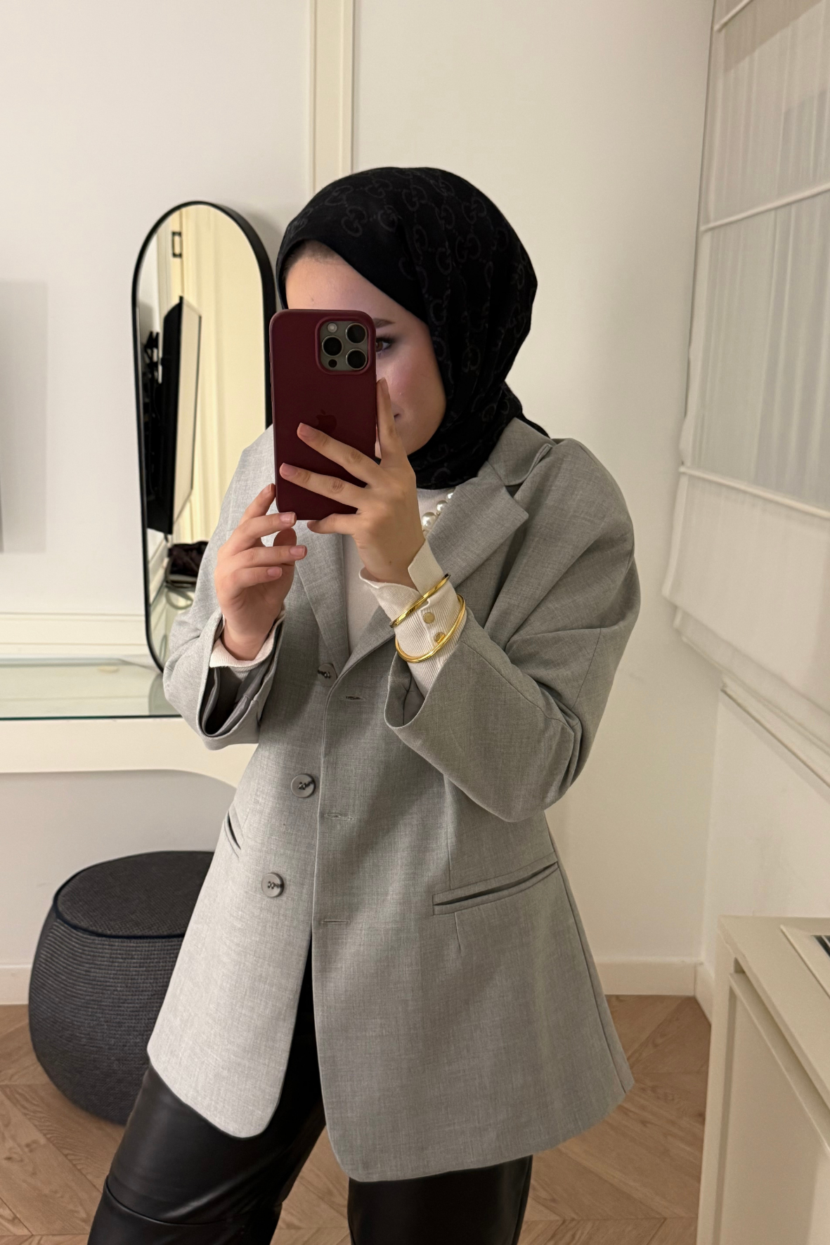 Reyna Viskon Ceket-Açık Gri