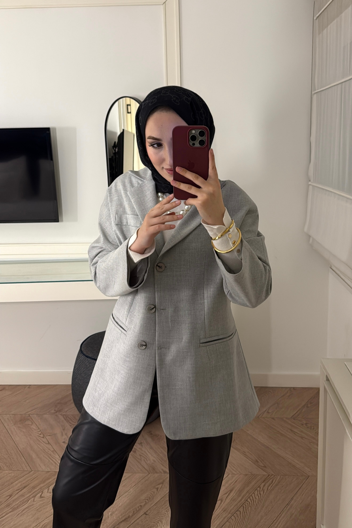 Reyna Viskon Ceket-Açık Gri