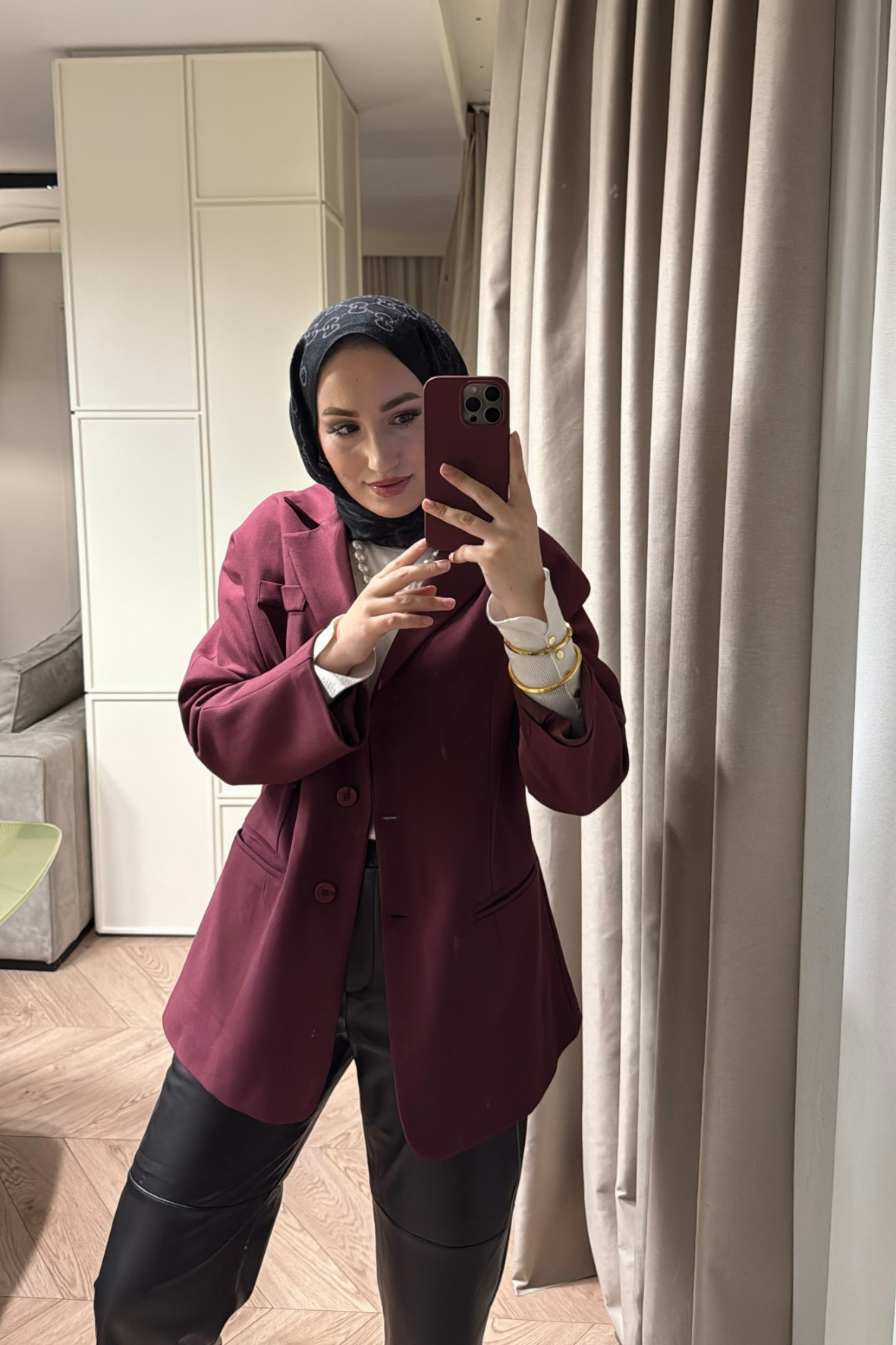 Reyna Viskon Ceket-Bordo
