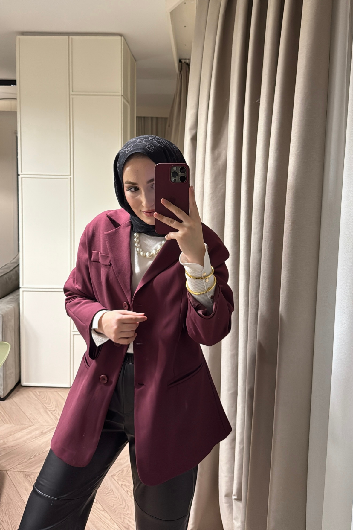 Reyna Viskon Ceket-Bordo