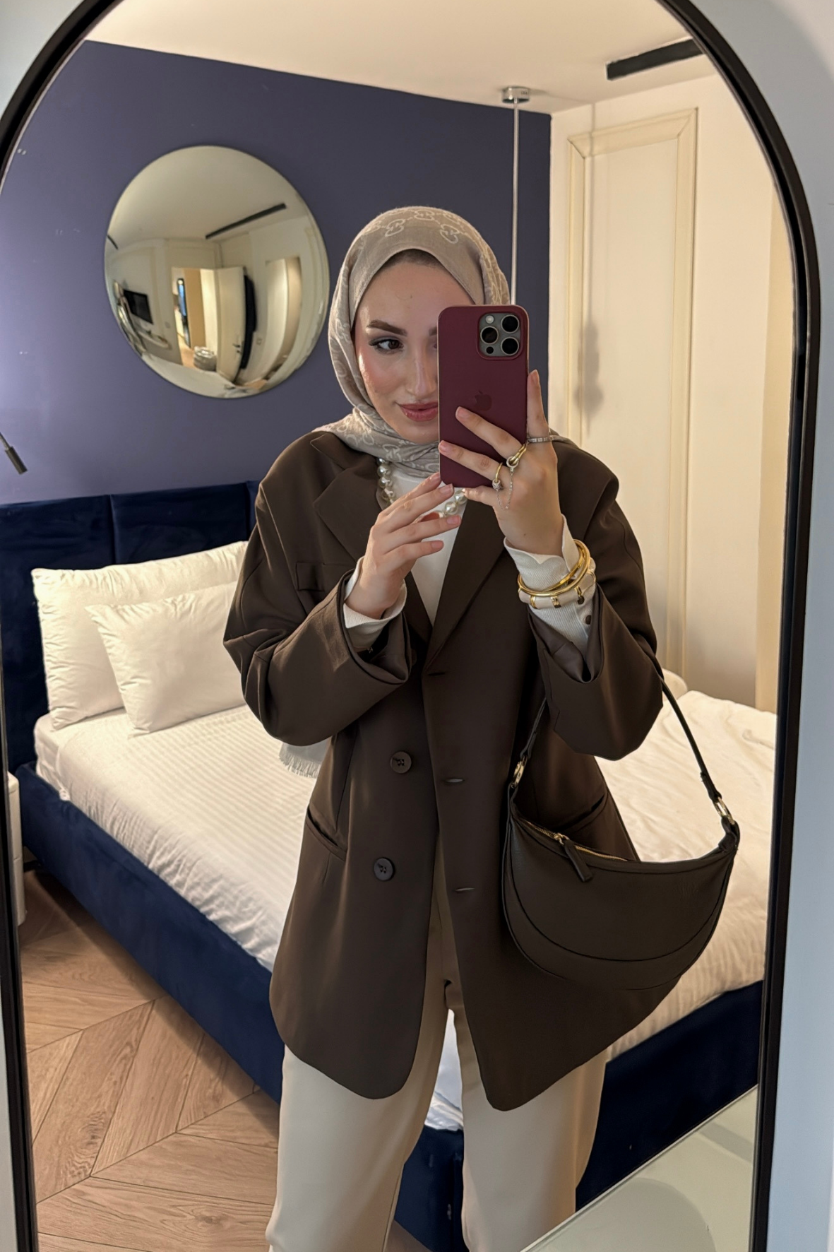 Reyna Viskon Ceket-Kahverengi