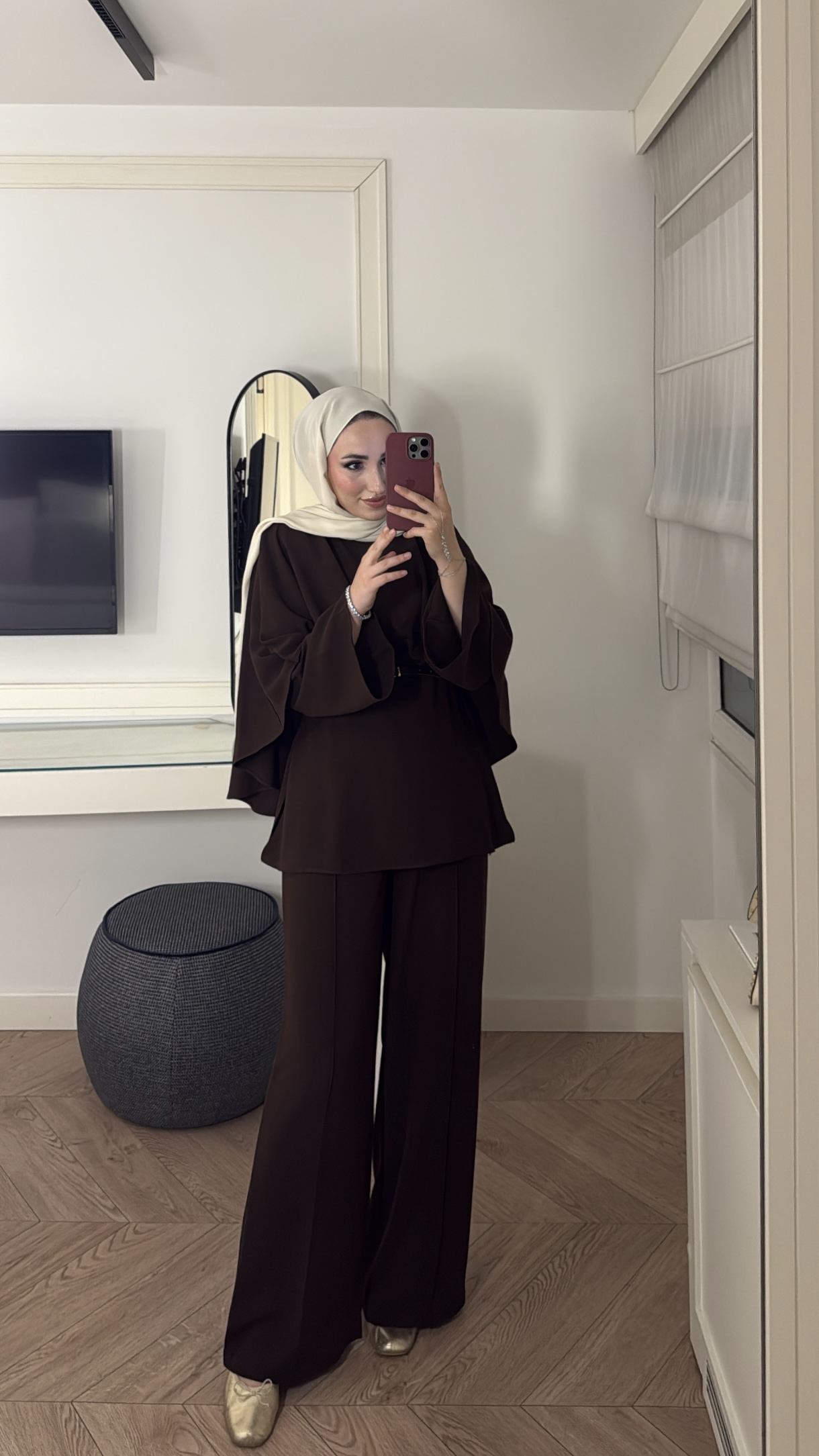 Semila Pelerin Detaylı Pantolon Takım - Kahve 