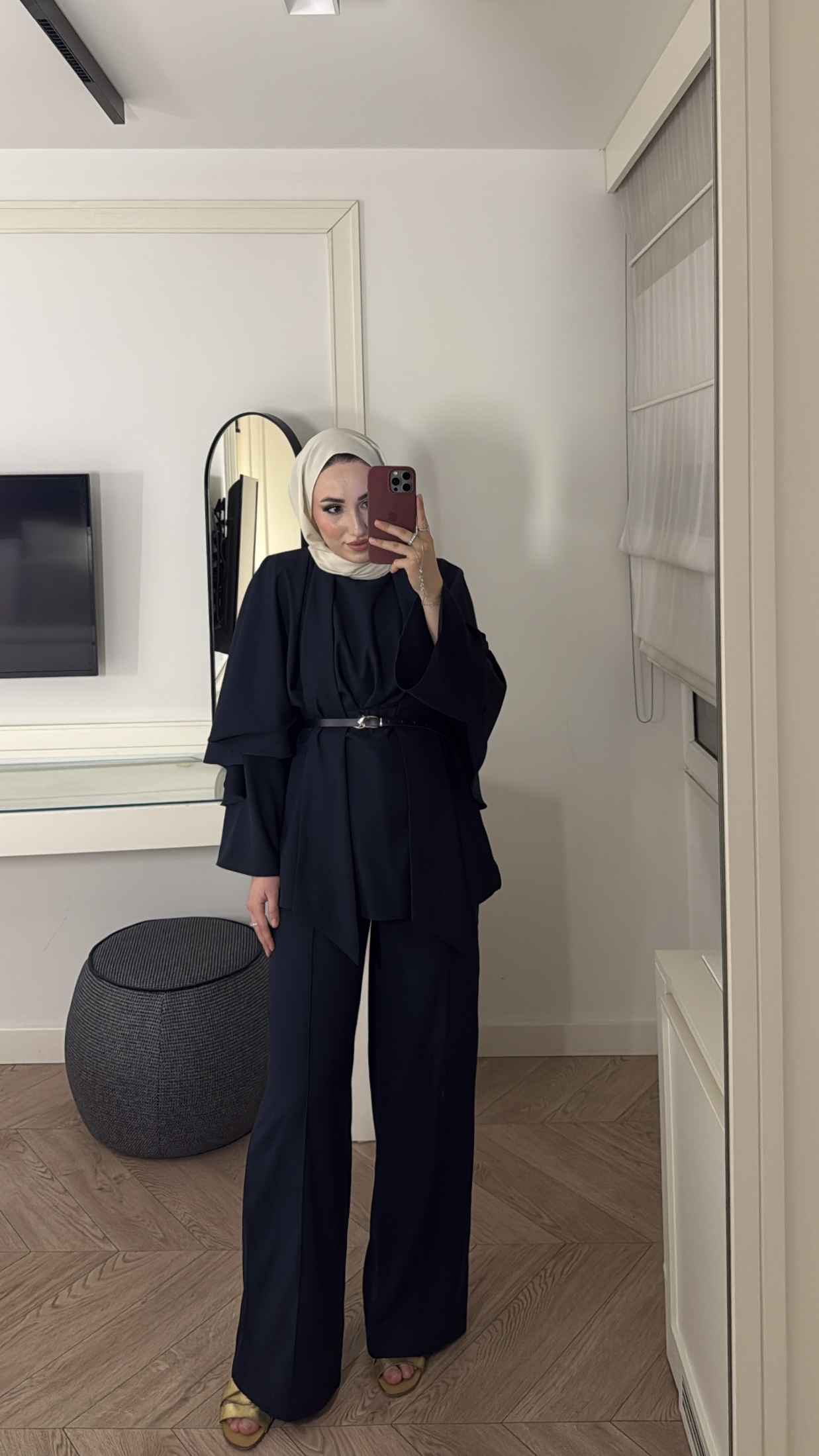 Semila Pelerin Detaylı Pantolon Takım - Lacivert  