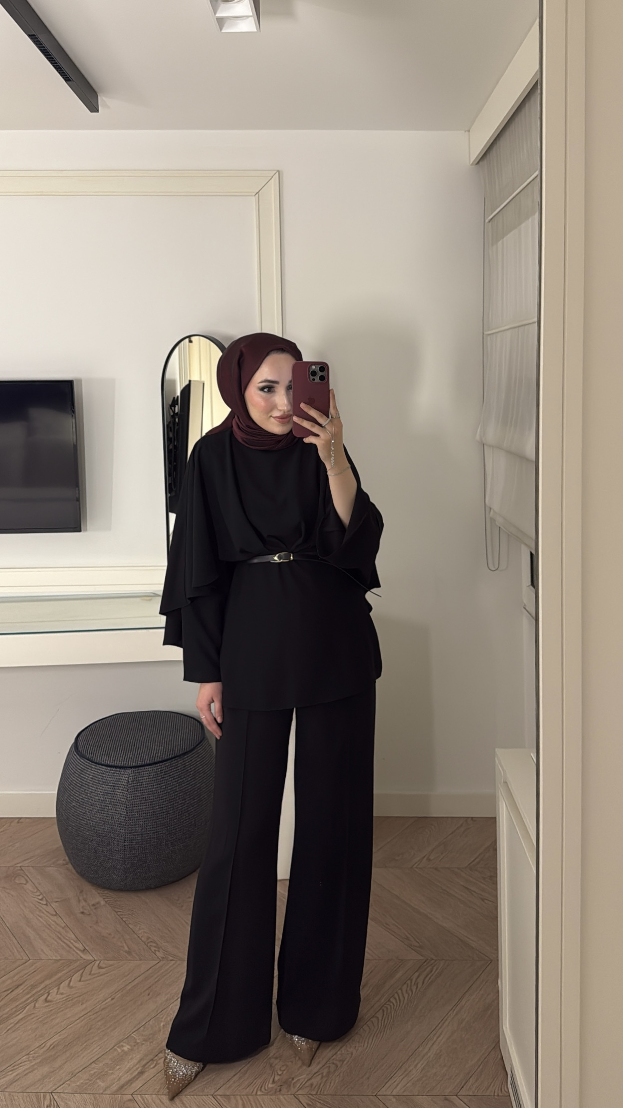 Semila Pelerin Detaylı Pantolon Takım - Siyah 