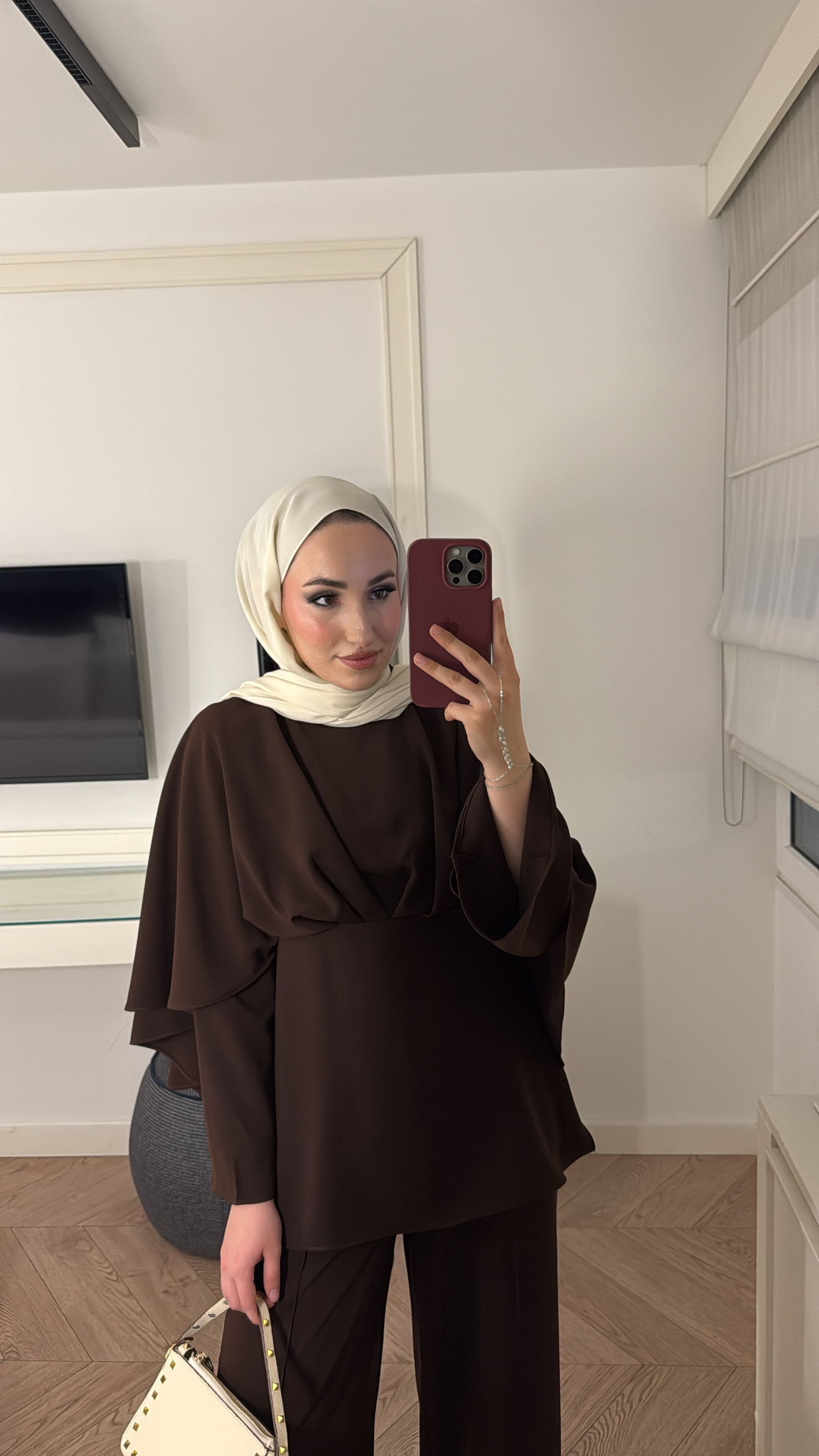 Semila Pelerin Detaylı Pantolon Takım - Kahve 