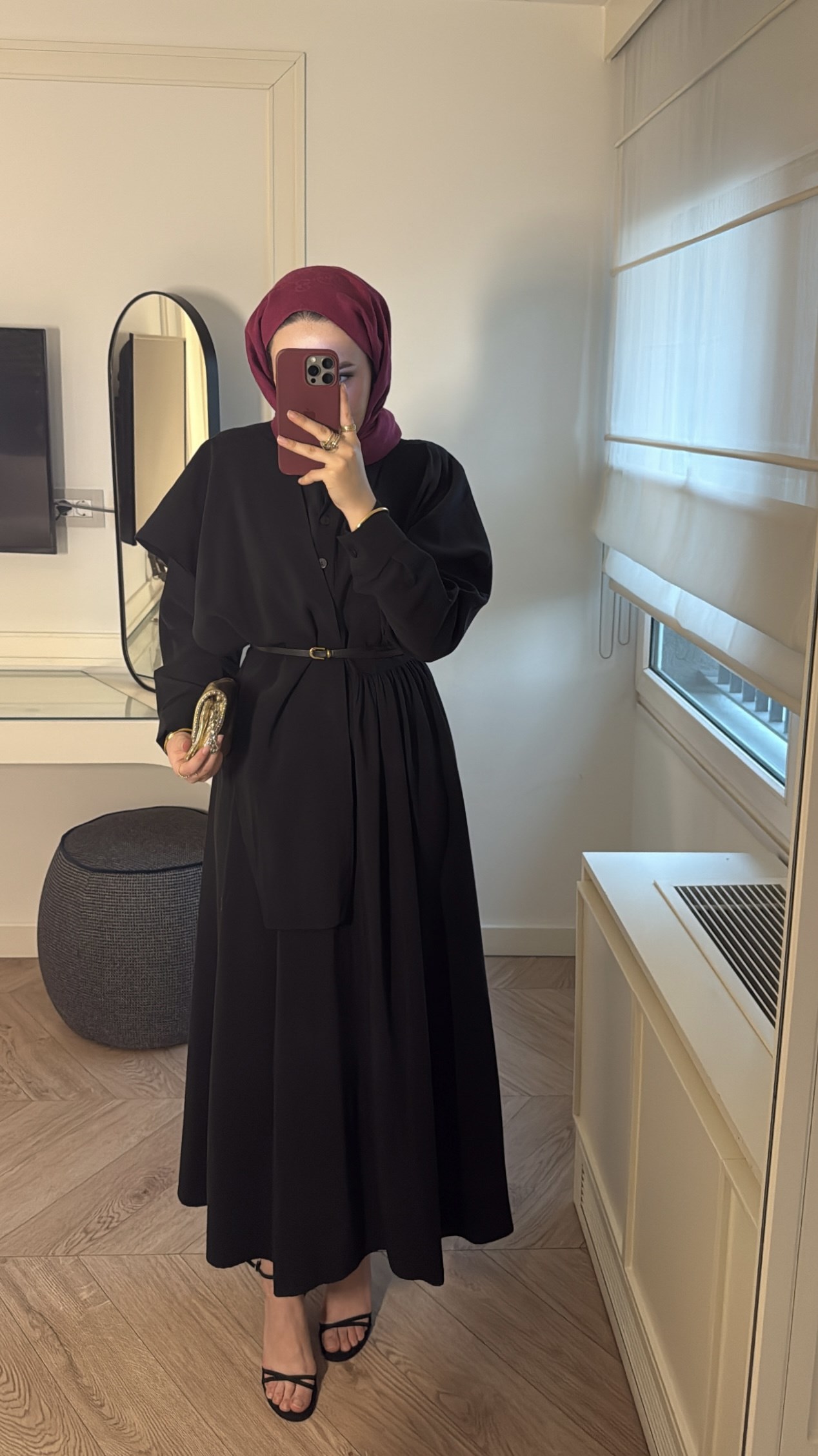 Serra Şal Detay Elbise - Siyah