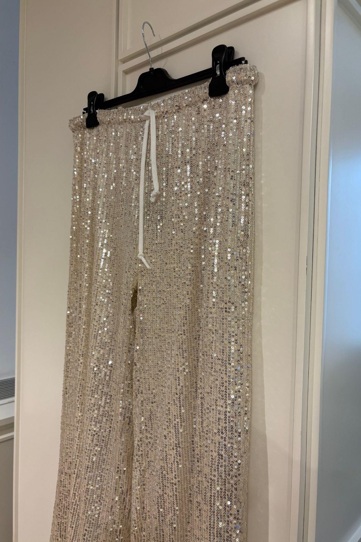 Pul Payetli Palazzo Kesim Bloom Pantolon Bej