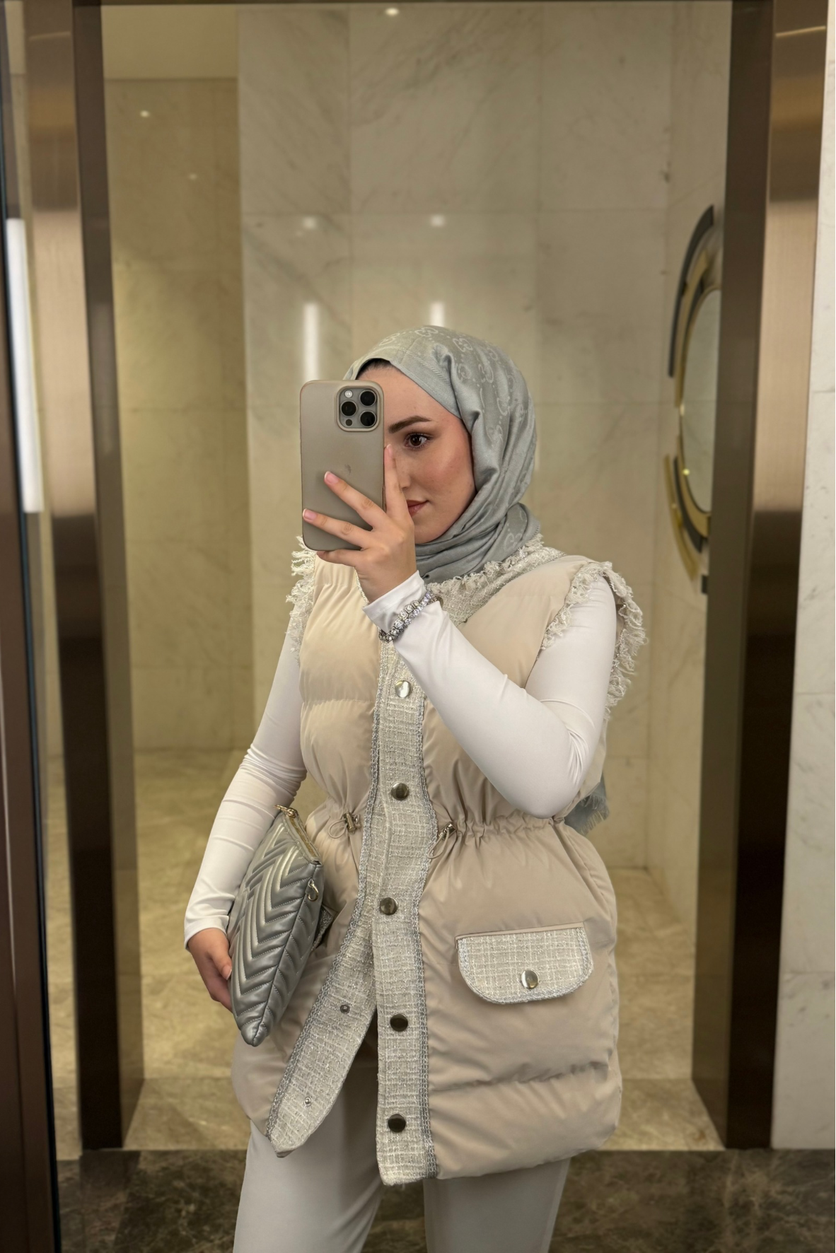 Sindy Premium Tuvit Şişme Yelek-Krem