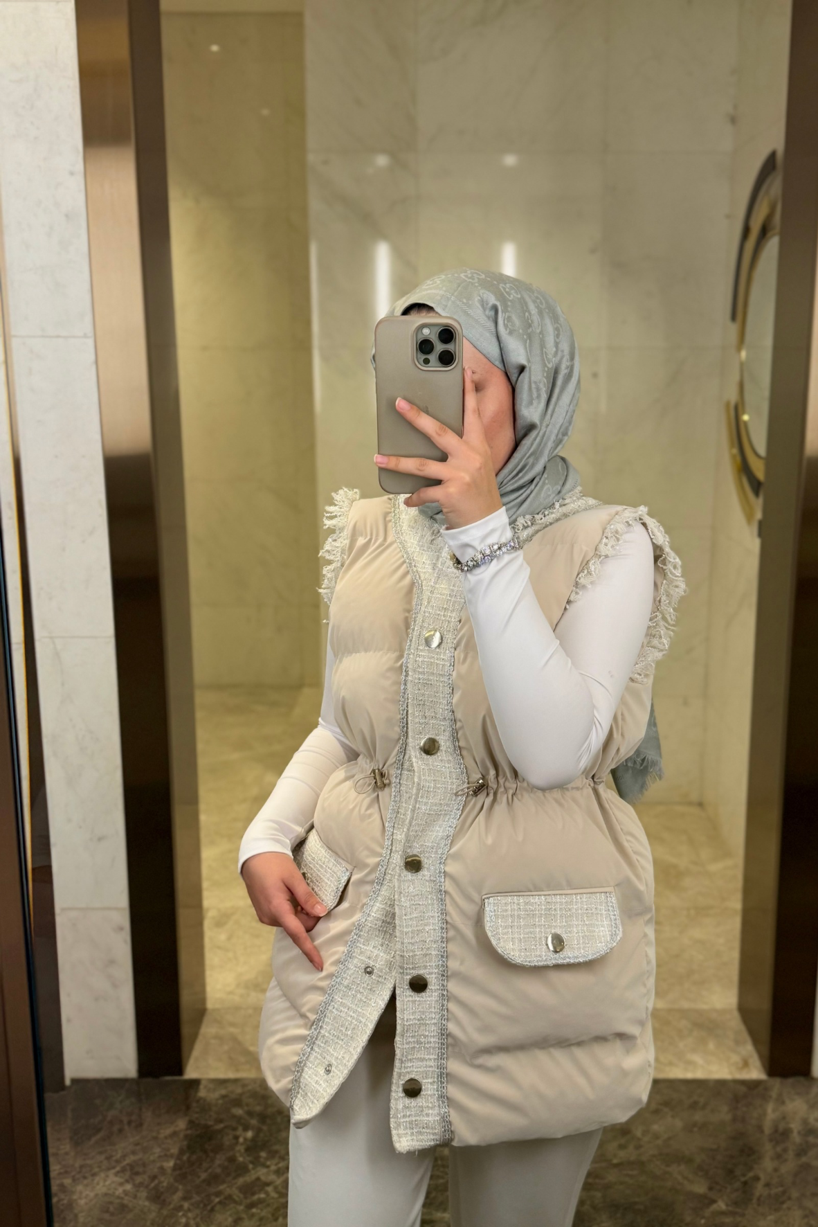 Sindy Premium Tuvit Şişme Yelek-Krem