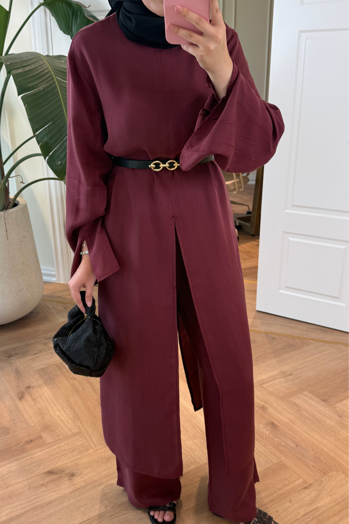 Sinora Pantolonlu Takım - Bordo