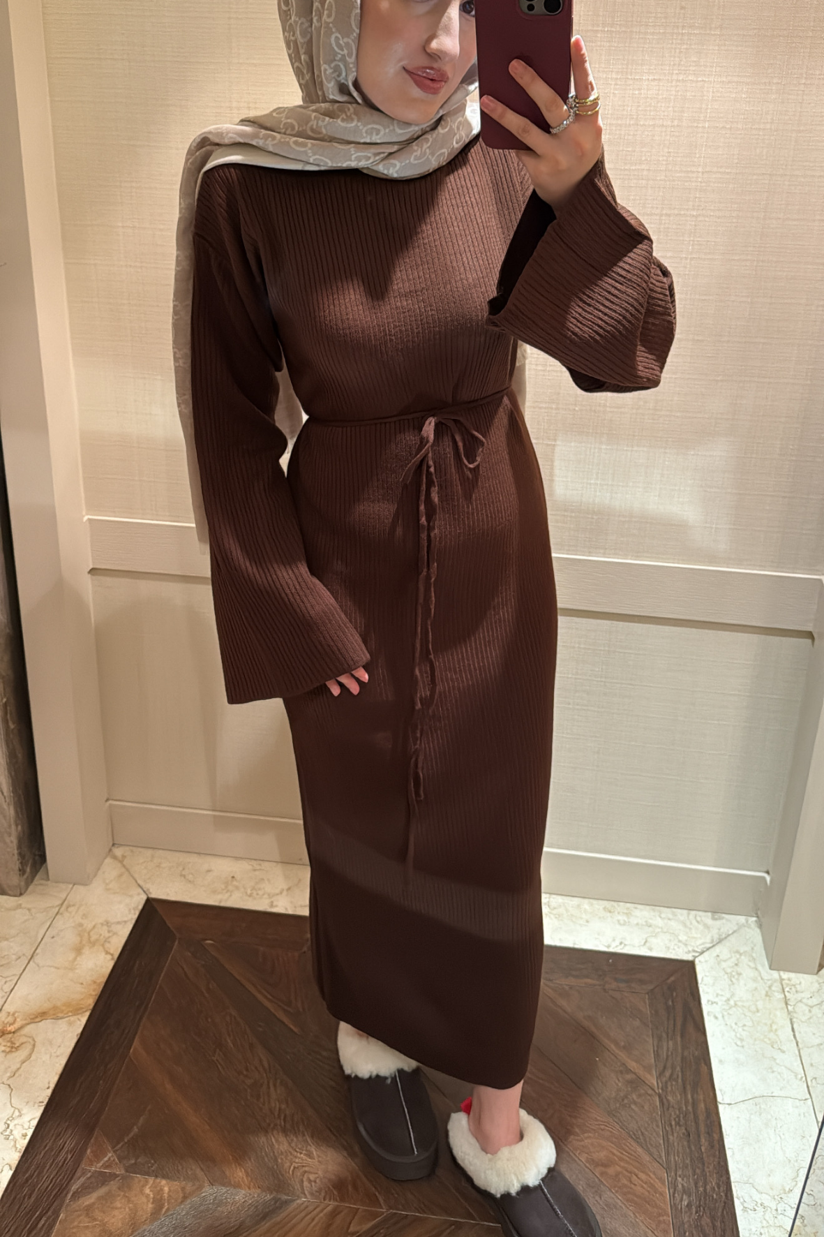 Triko Elbise-Acı Kahve