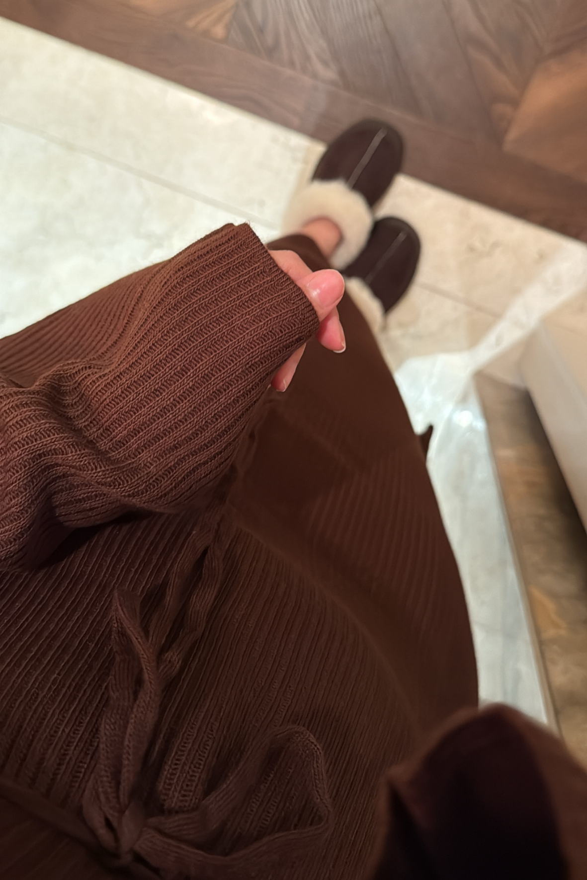 Triko Elbise-Acı Kahve