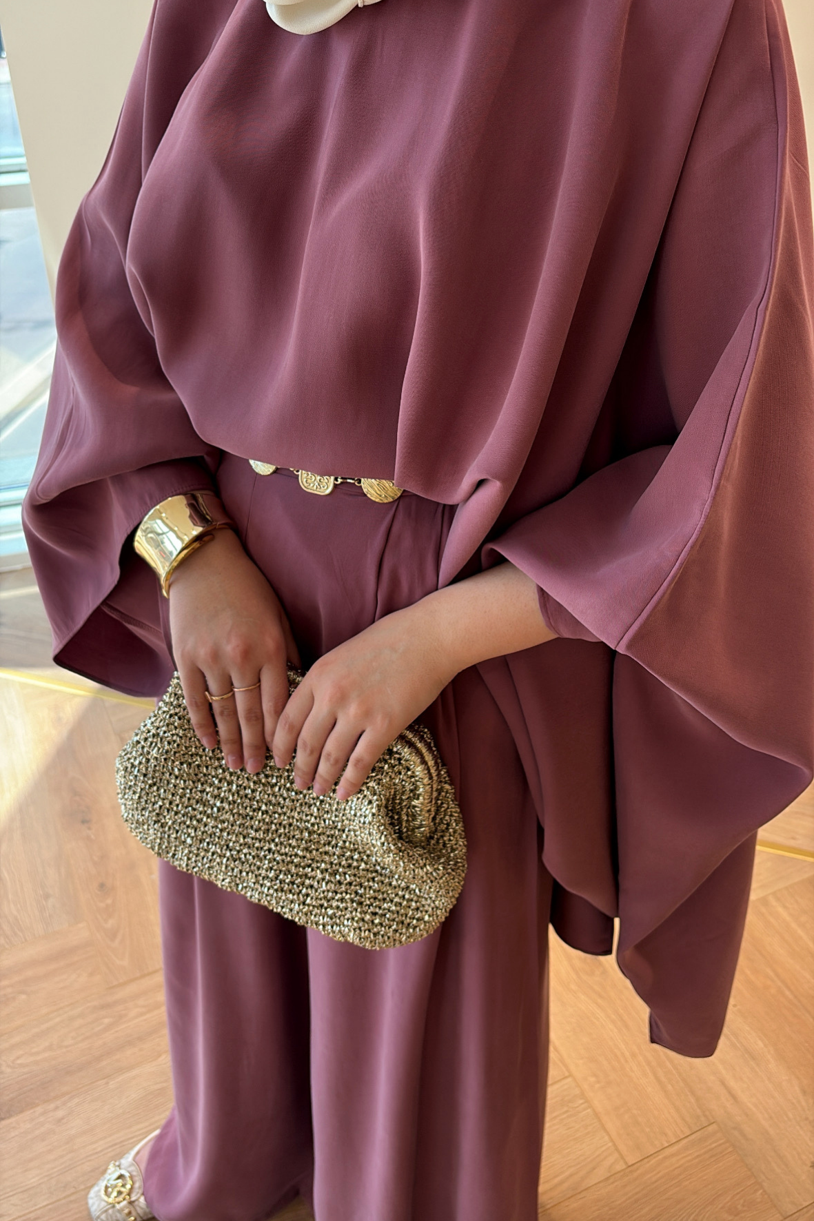 Vera Gold Aksesuarlı Pantolonlu Takım - Gül