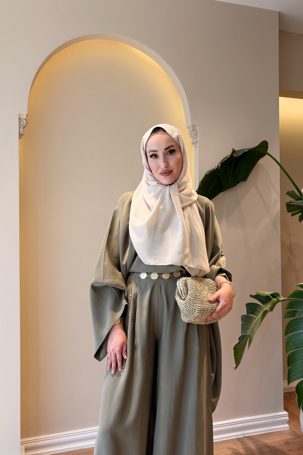 Vera Gold Aksesuarlı Pantolonlu Takım - Haki