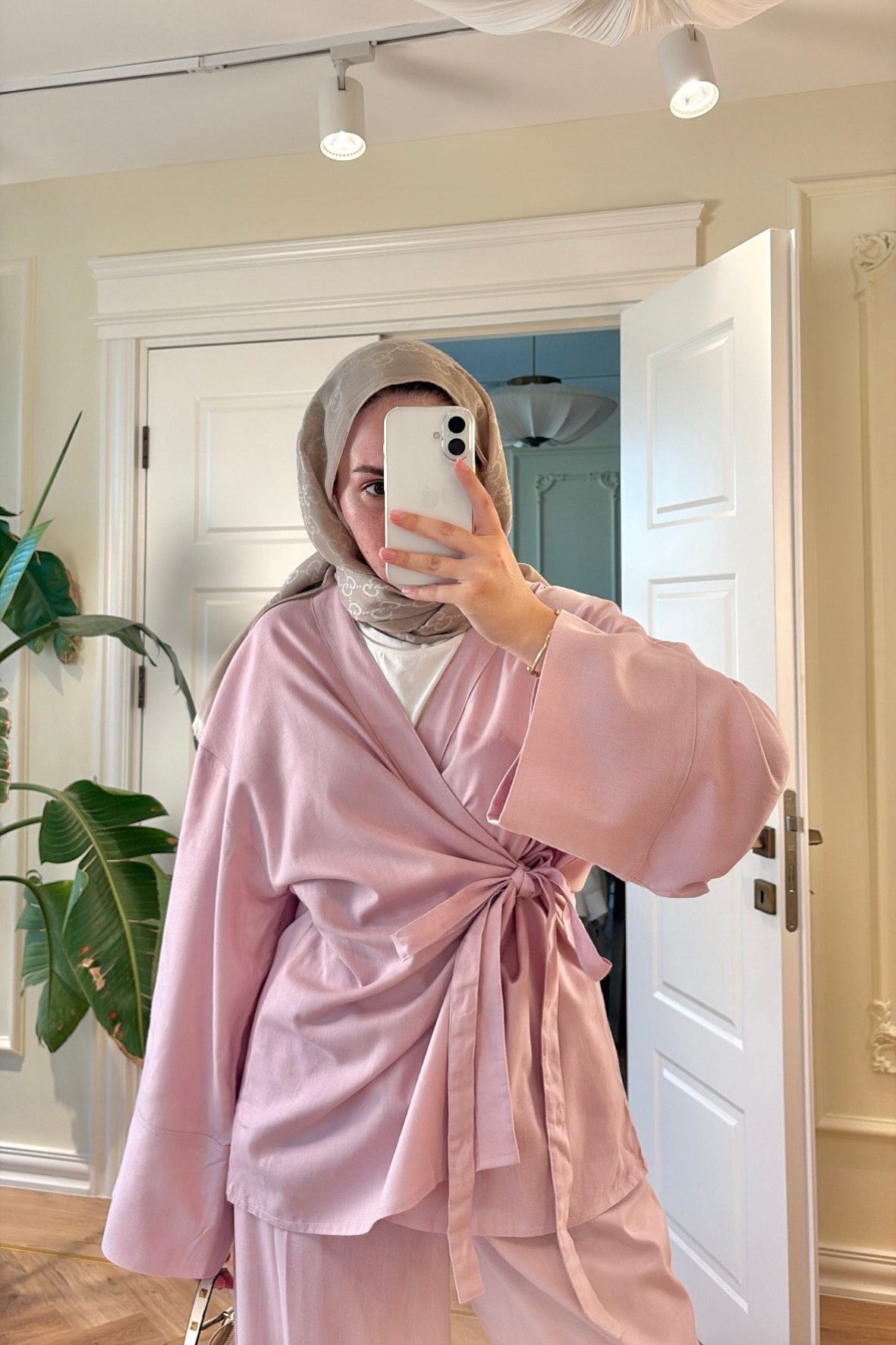 Yandan Bağlamalı Pantolonlu Takım - Pembe
