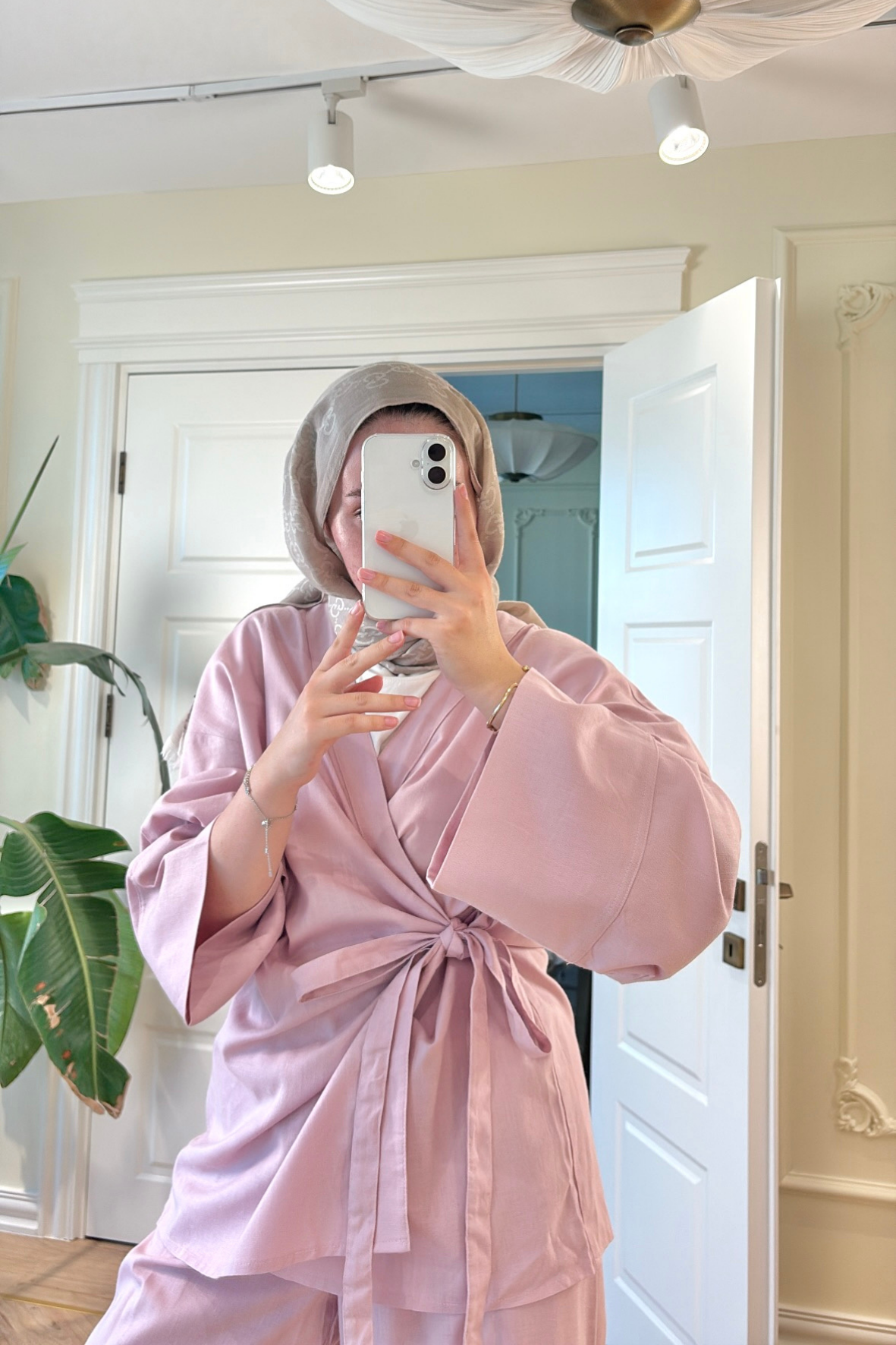 Yandan Bağlamalı Pantolonlu Takım - Pembe