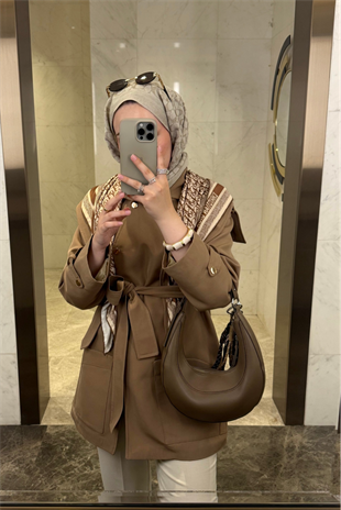 Pelerin Detaylı Premium Trençkot-Camel
