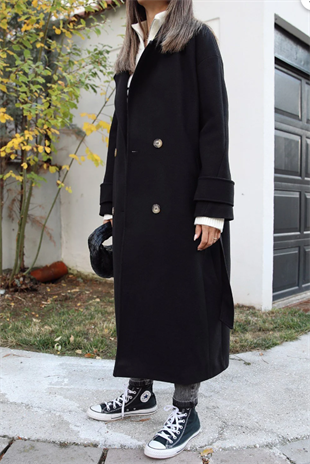 Massimo model kaşe kaban-siyah - vakronline