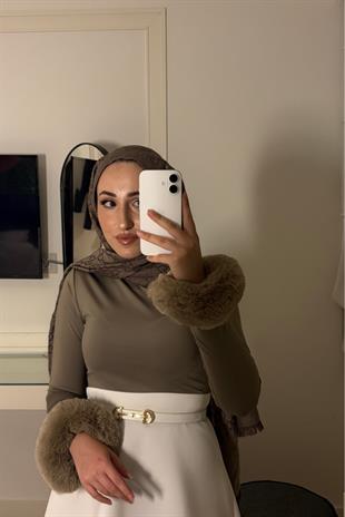 Peluş Kollu Body-Vizon