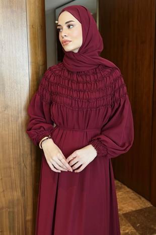 Swan elbise-bordo - Vakronline