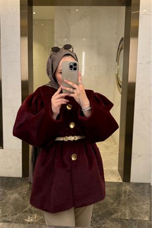 Gold fox Beli lastikli ceket-bordo