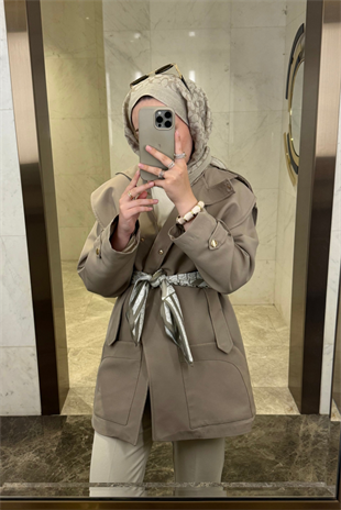 Pelerin Detaylı Premium Trençkot-çağla