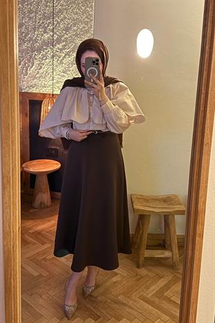 Pelerinli gömlek-bej - vakronline