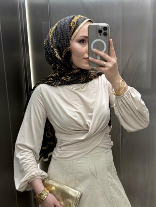 Linda etekli takım-bej - vakronline