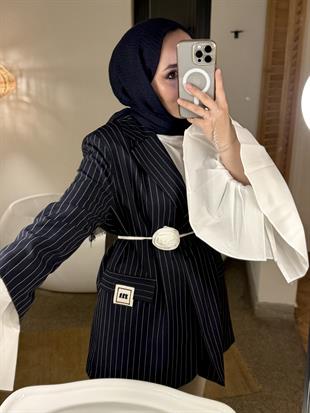 Bohema tasarım ceket-lacivert - vakronline