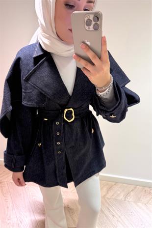 Camilla Denim Trençkot-Mavi