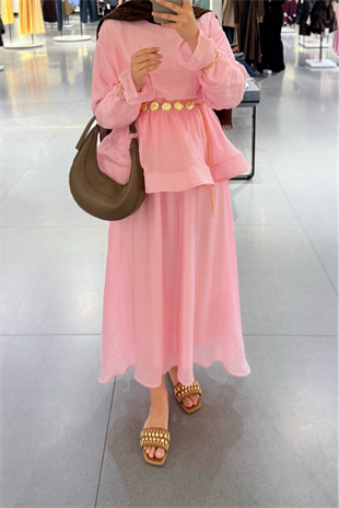 Tesettür Candy Elbise-Pembe