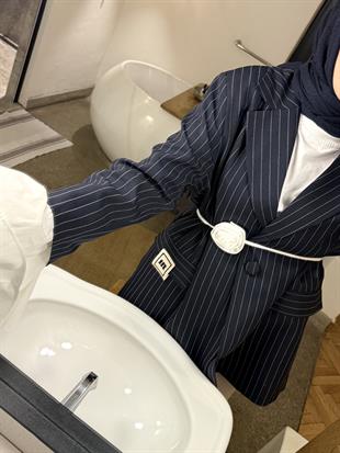 Bohema tasarım ceket-lacivert - vakronline