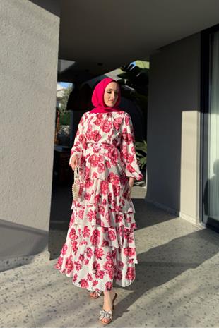 Mona elbise-pembe - vakronline