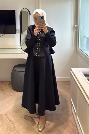 Puf Scuba Etekli Takım-Lacivert