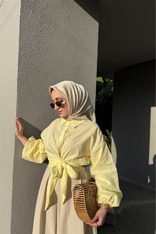 Balon kol gömlek-lemon - vakronline