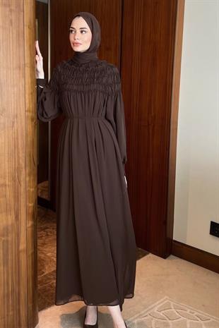 Swan elbise-acı kahve - Vakronline