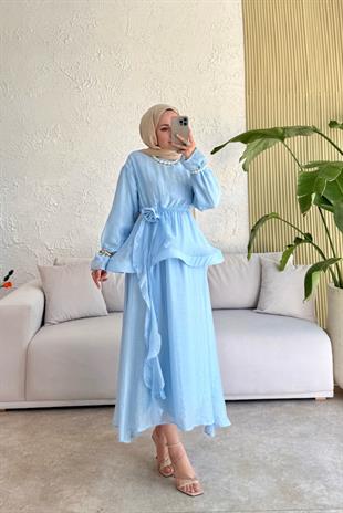 Tesettür Candy Elbise-Bebe Mavisi