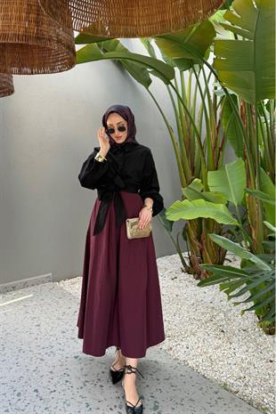 Prenses çan etek-bordo - vakronline