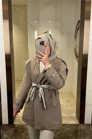 Pelerin Detaylı Premium Trençkot-çağla