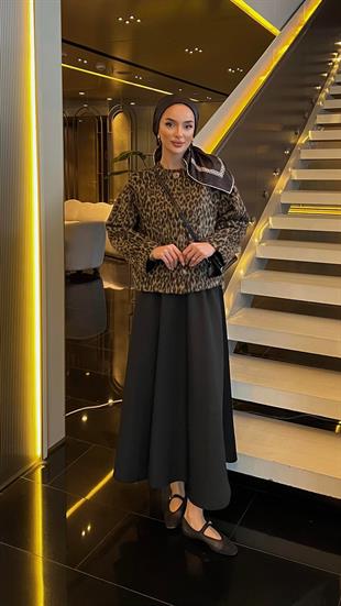 Leopar astarlı ceket - vakronline
