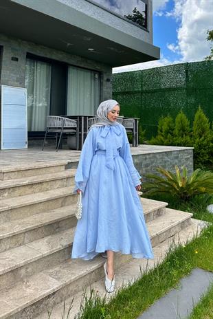 Summer balon kol premium takım mavi - Vakronline