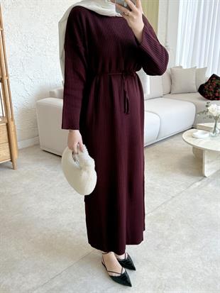 Triko elbise-bordo - vakronline