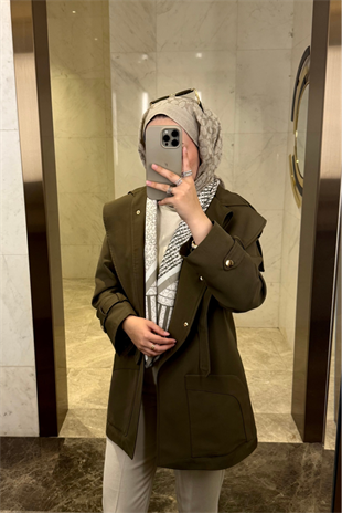 Pelerin Detaylı Premium Trençkot-Haki