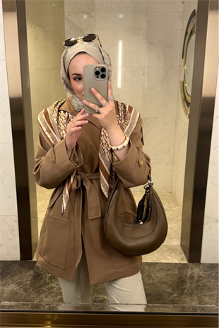 Pelerin Detaylı Premium Trençkot-Camel