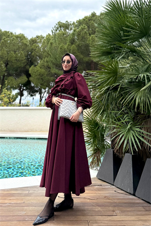 Movila tasarım elbise-bordo - vakronline