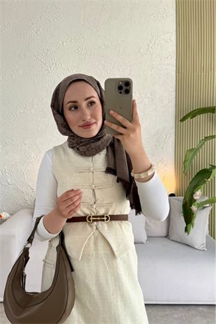 Tesettür Tuus etekli takım-bej - vakronline