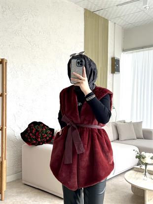 Angora yelek -bordo - vakronline