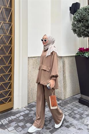 Balon model detaylı oys i̇kili takım-bej - vakronline