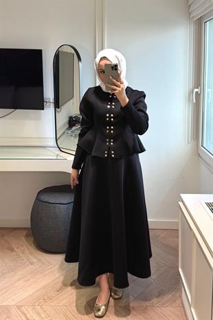 Puf Scuba Etekli Takım-Siyah