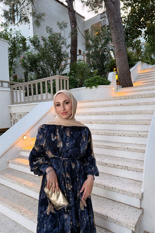 Laide astarlı elbise-lacivert - vakronline